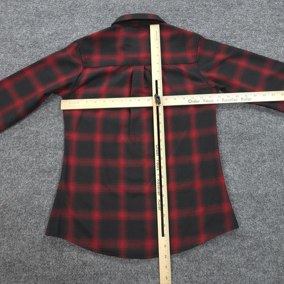 Dixxon Shirt Womens Small Red Black Buffalo Plaid Griffin Flannel D-Tech - Picture 7 of 11